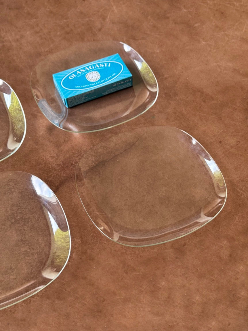 Set of 4 Glass Square Plates