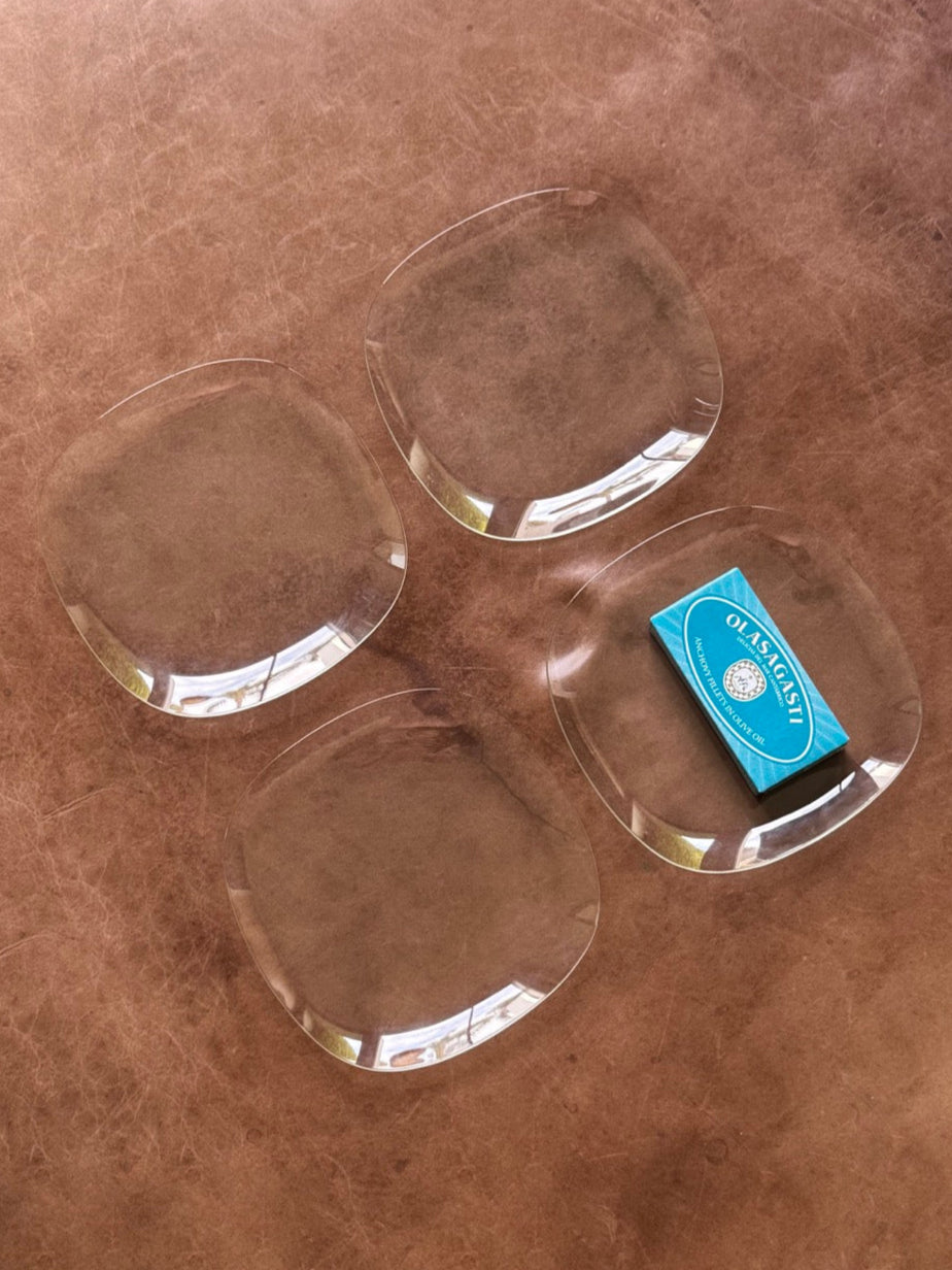 Set of 4 Glass Square Plates