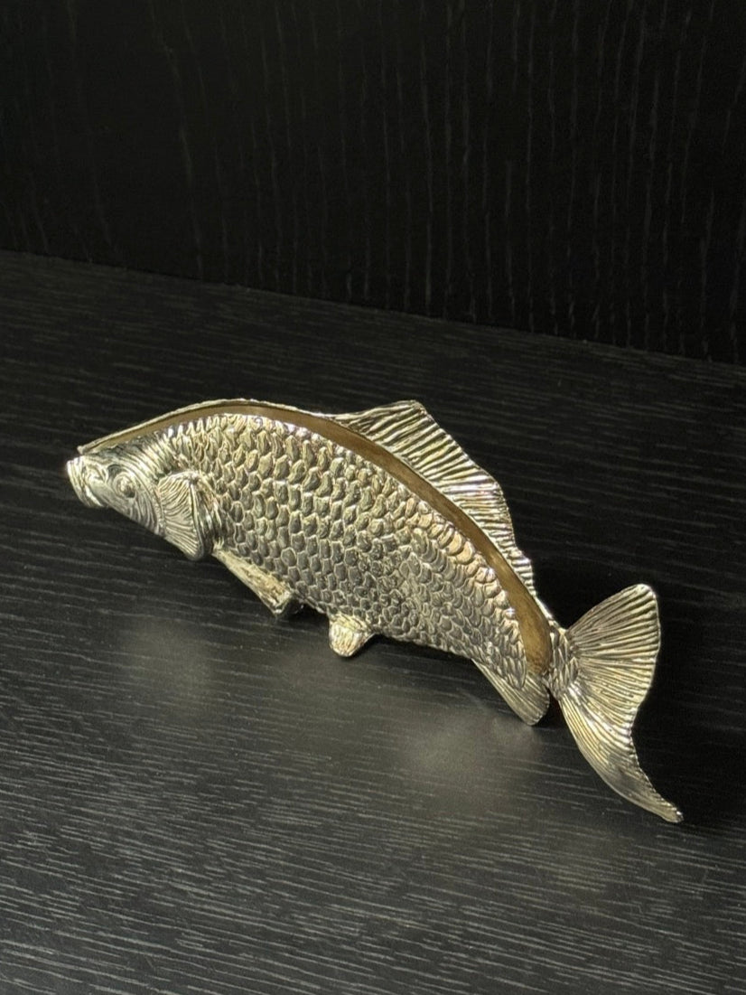 Silver Plated Fish Sculpture / Letter Holder / Napkin Holder