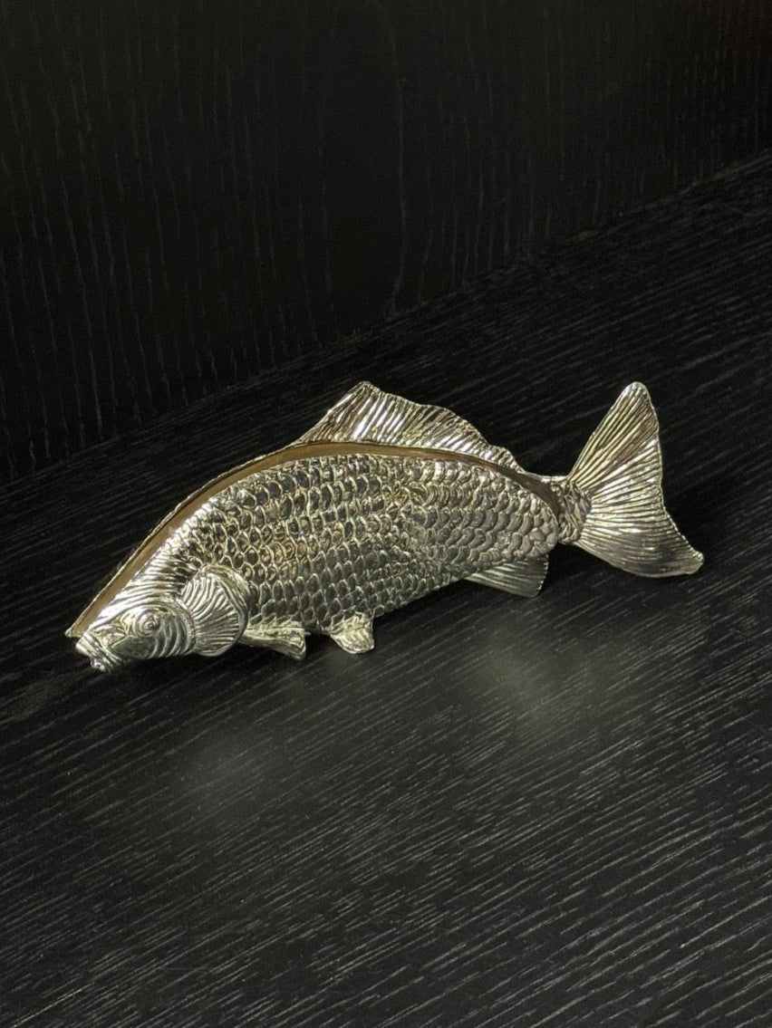 Silver Plated Fish Sculpture / Letter Holder / Napkin Holder