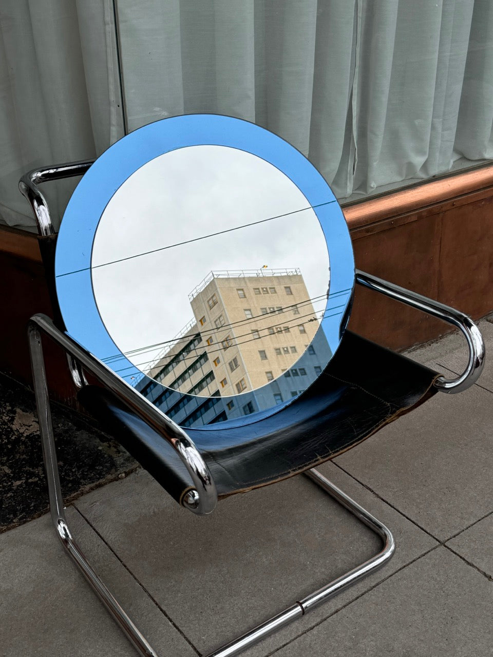 Mid Century Two Tone Blue Mirror