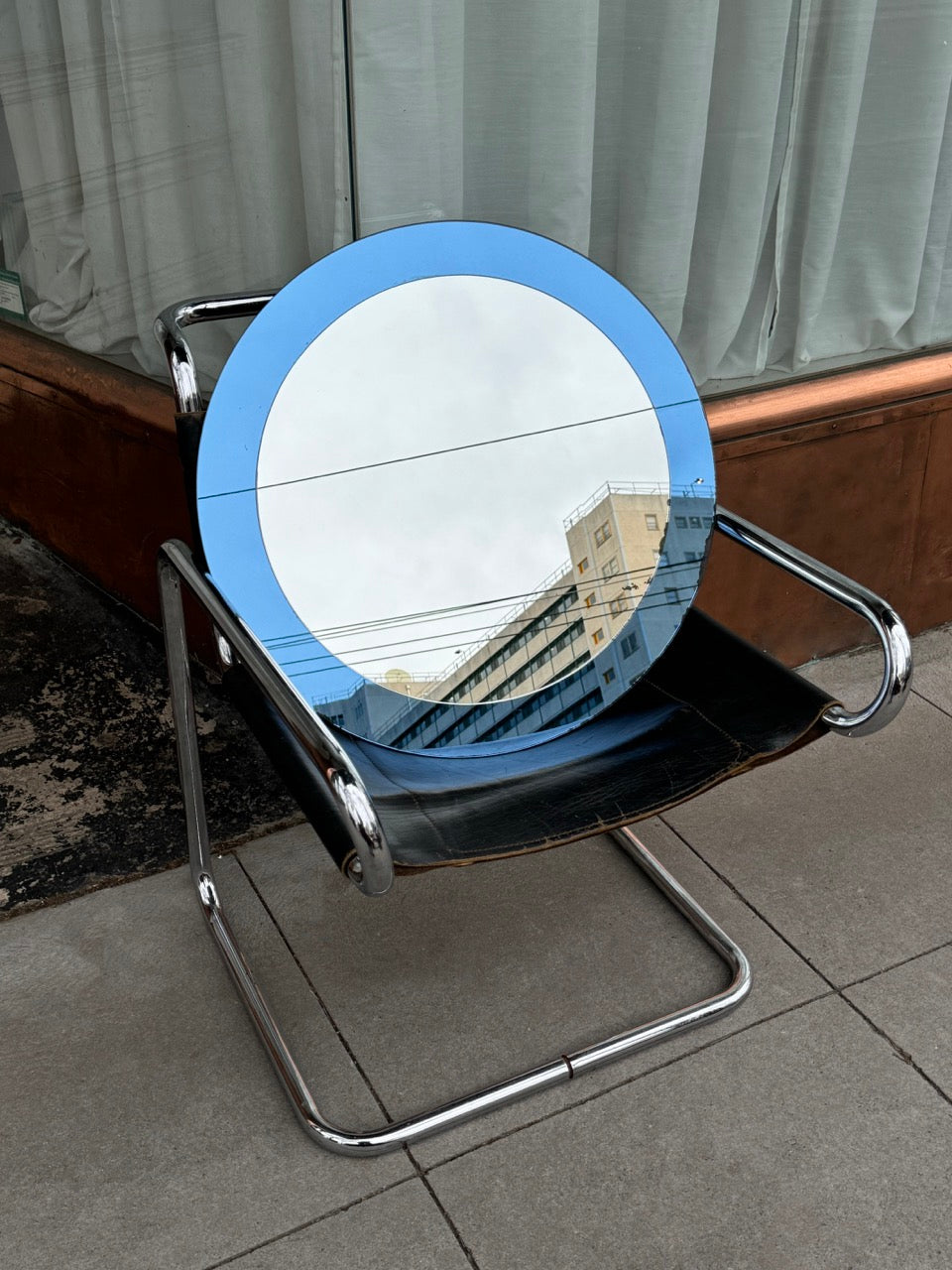 Mid Century Two Tone Blue Mirror
