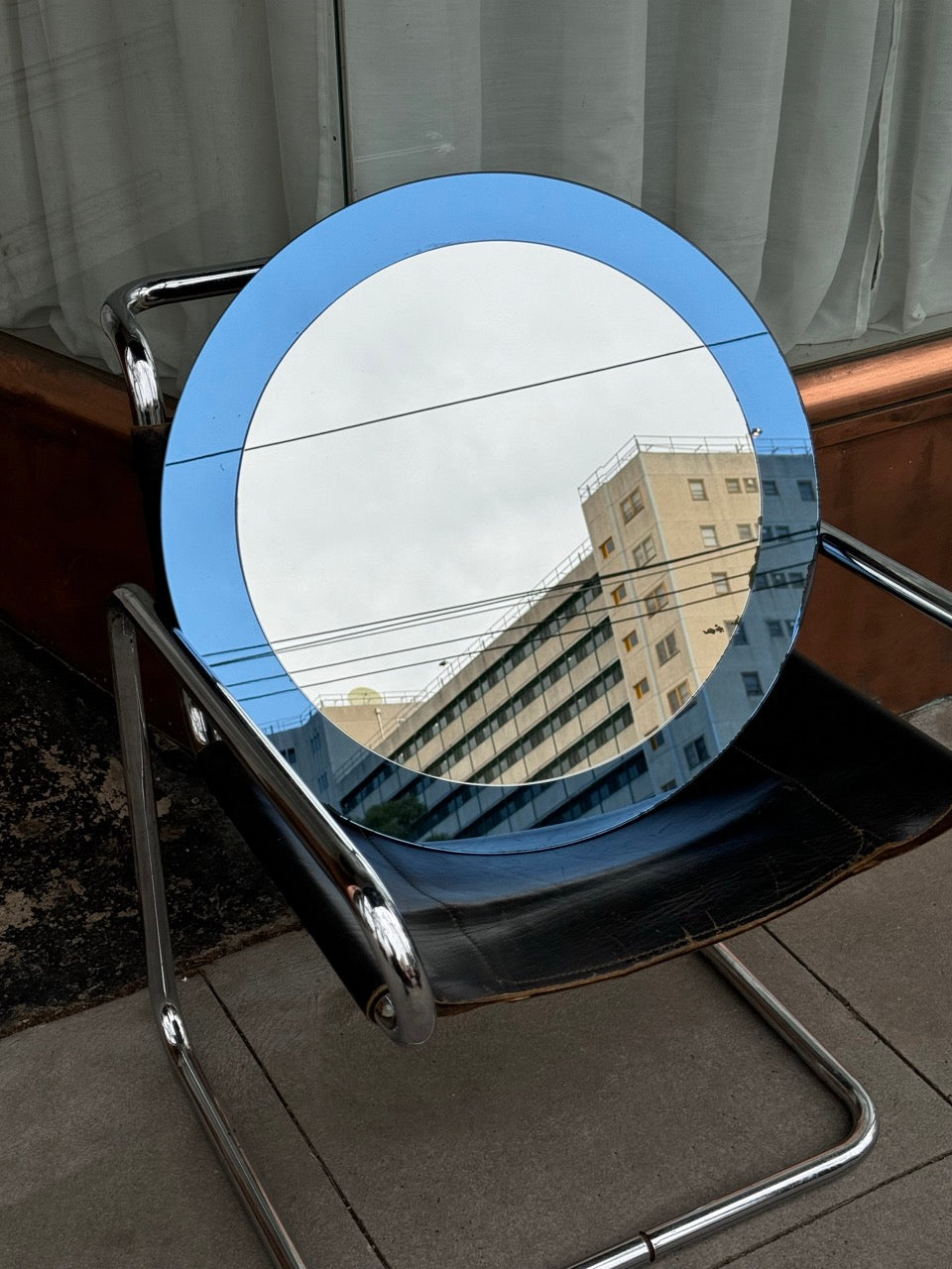 Mid Century Two Tone Blue Mirror