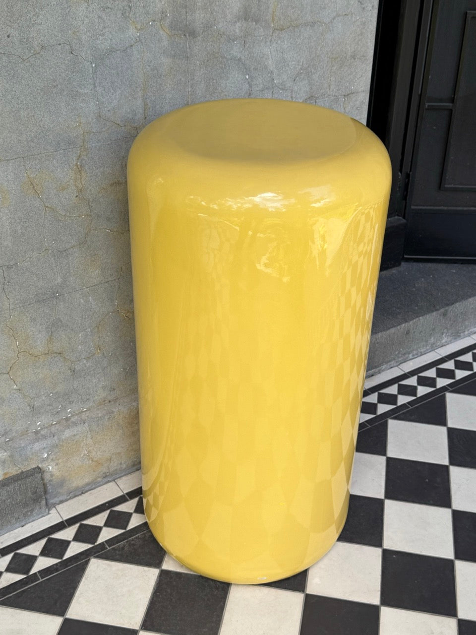 Yellow Fibreglass Plinth / Display Stand