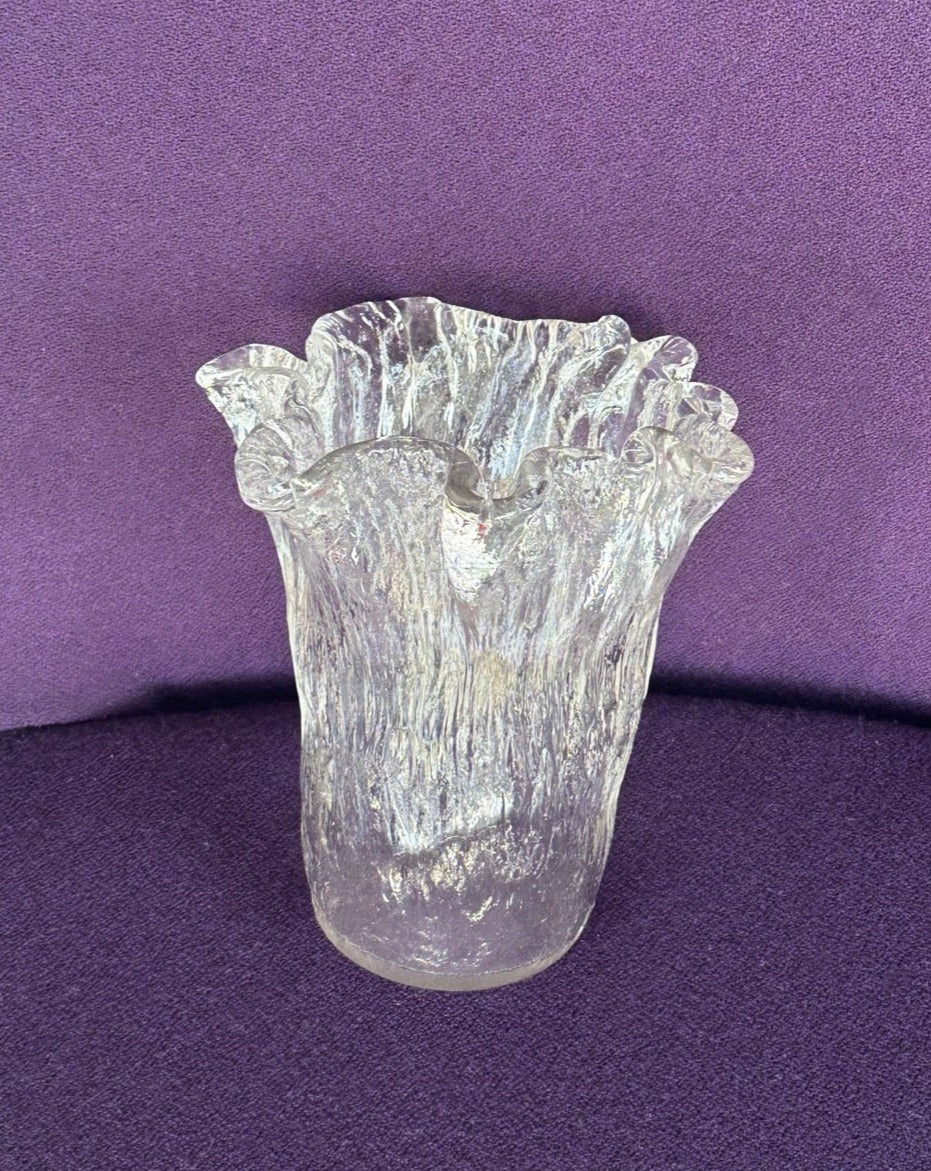 Vintage Ice Glass Vase