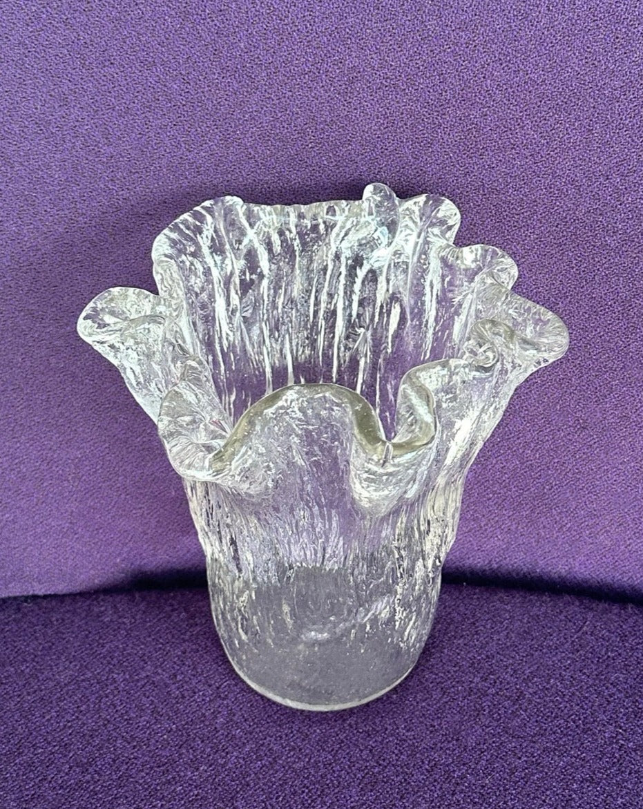 Vintage Ice Glass Vase