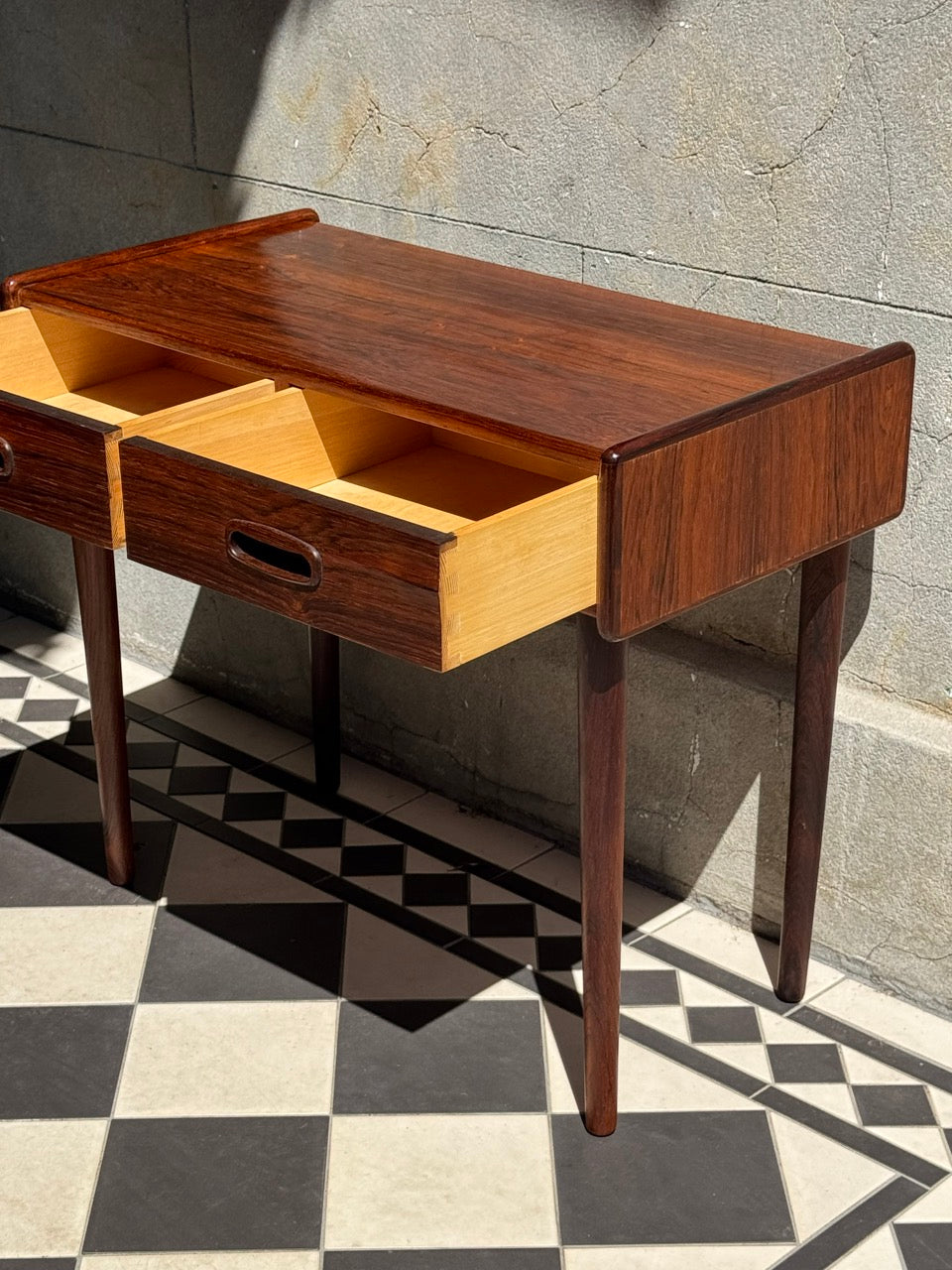 Danish Rosewood Side Table with Drawers