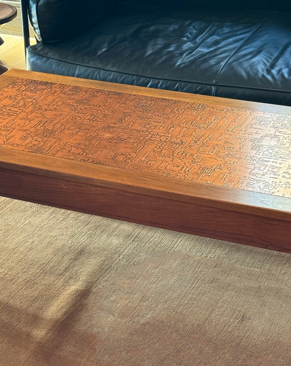 Pressed Copper and Teak Coffee Table by Parker