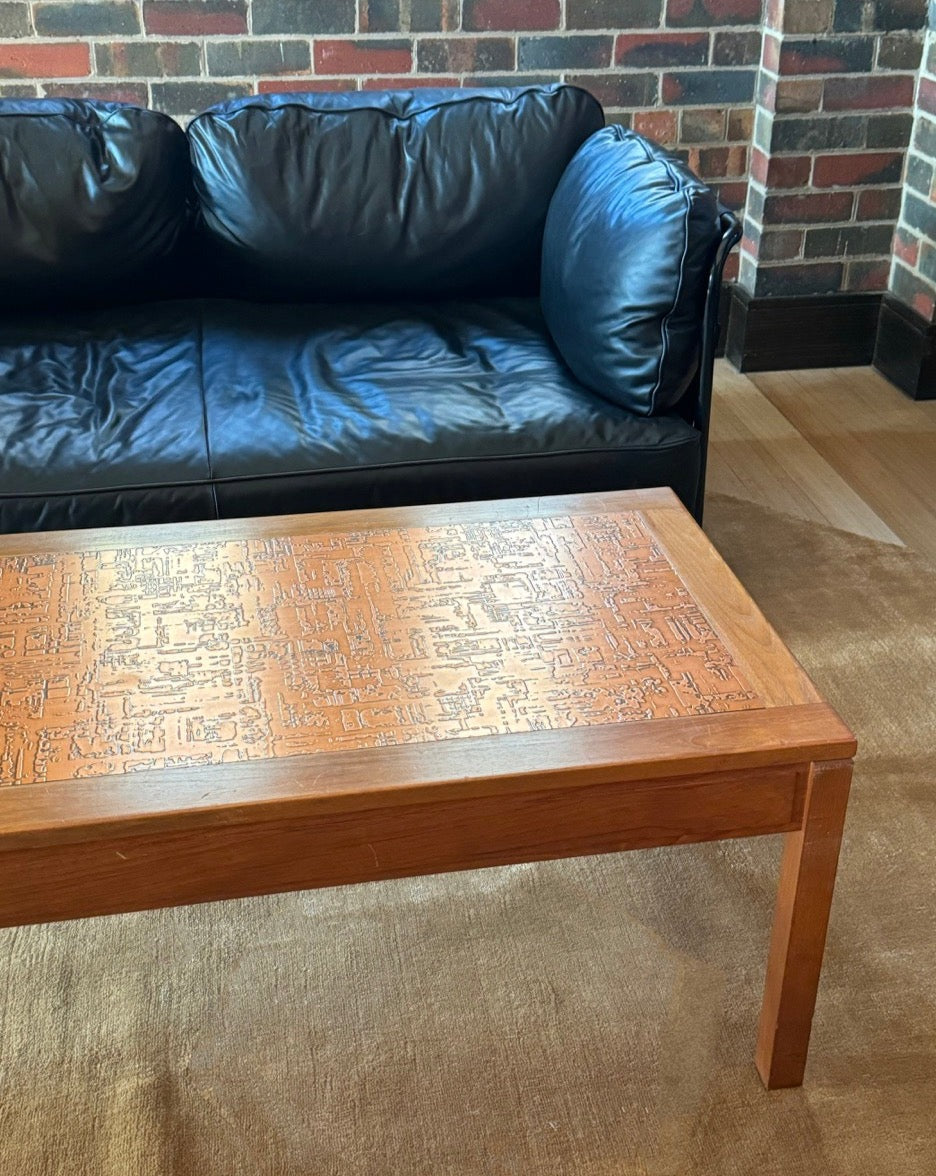 Pressed Copper and Teak Coffee Table by Parker