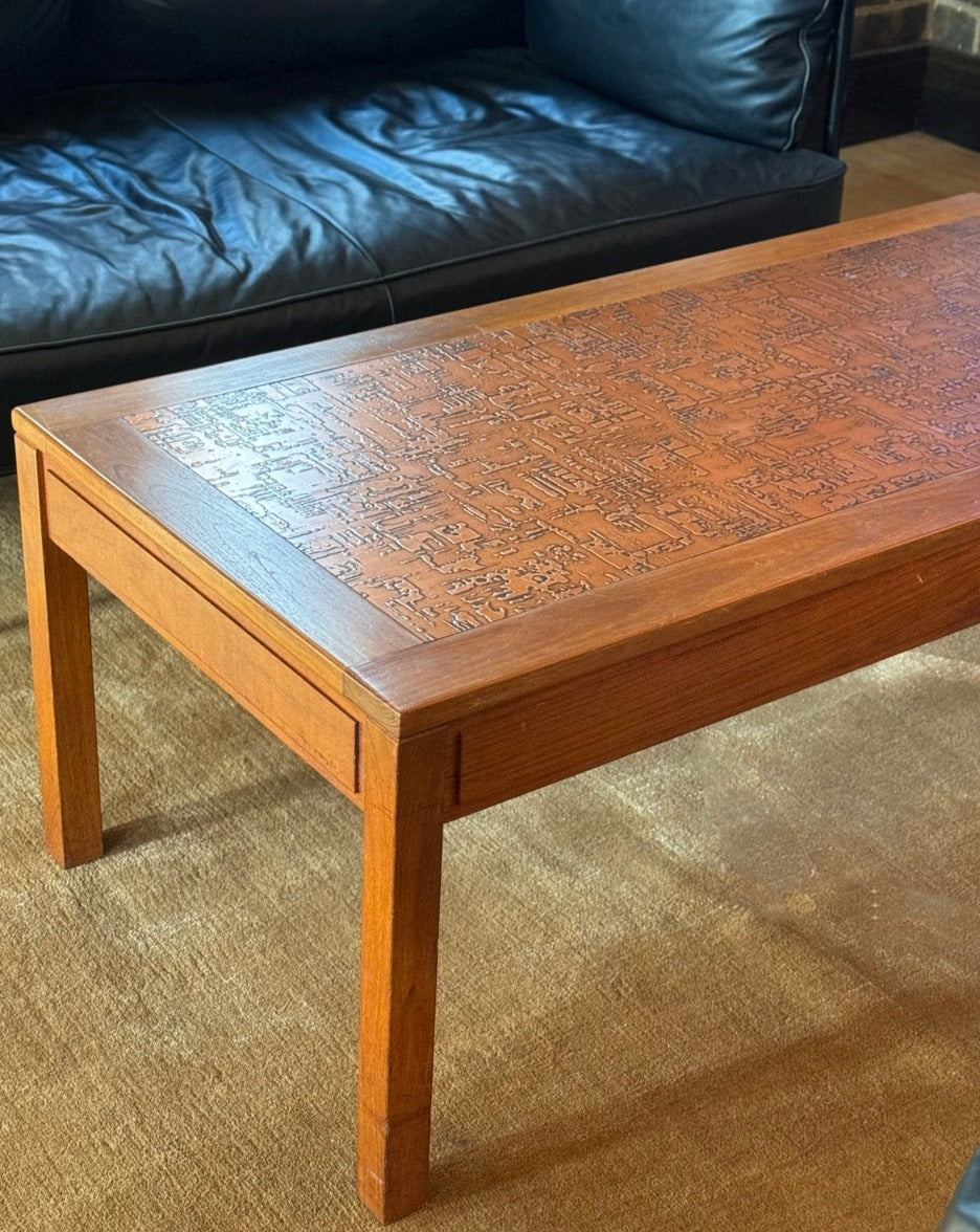 Pressed Copper and Teak Coffee Table by Parker