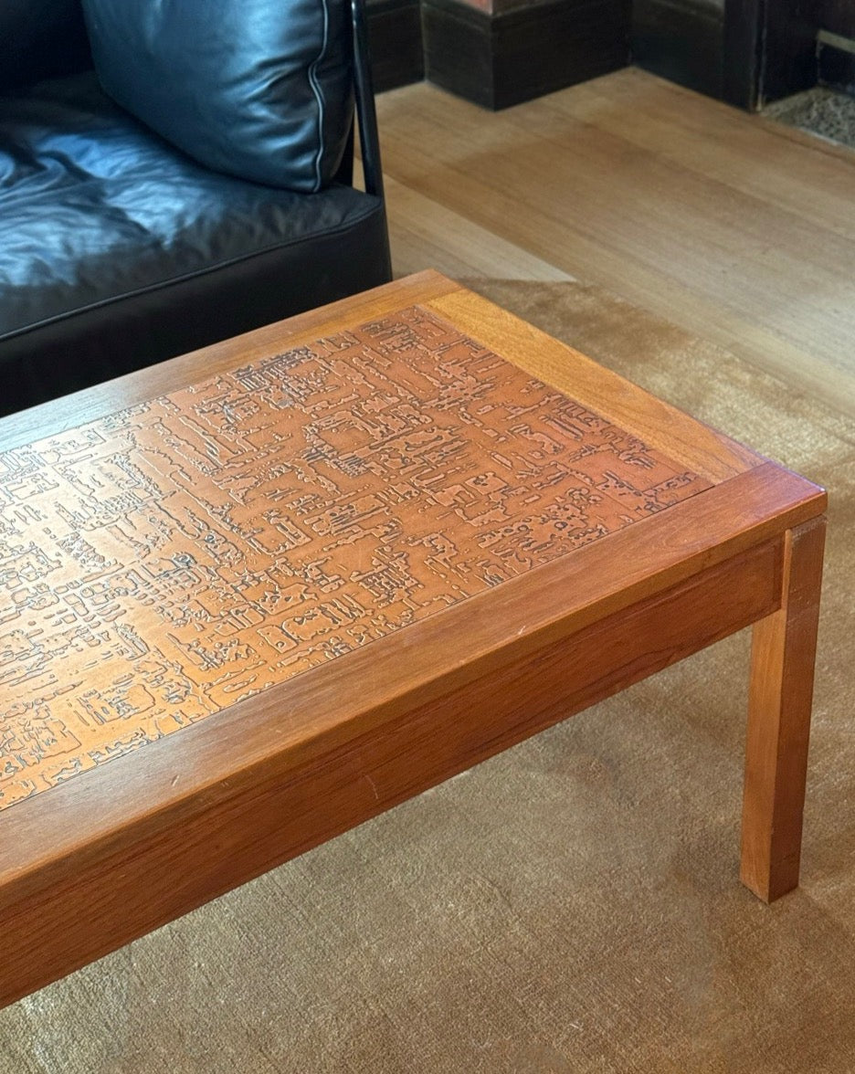 Pressed Copper and Teak Coffee Table by Parker