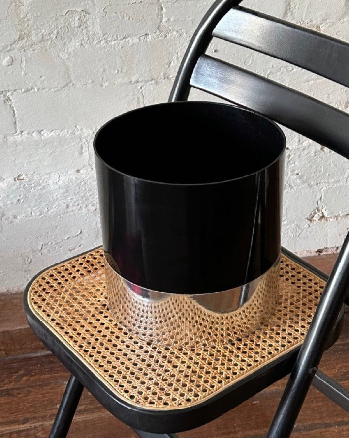Kartell Waste Paper Bin in Black and Silver