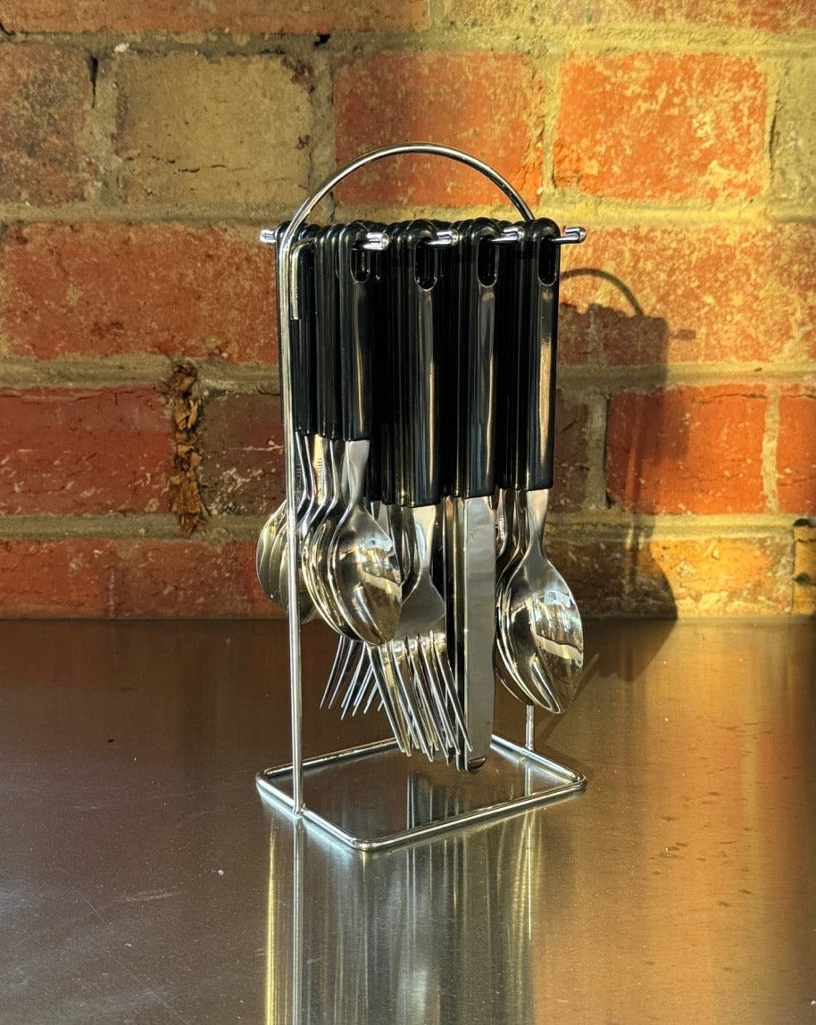 Vintage Pronto 24 Piece Cutlery Set & Stand