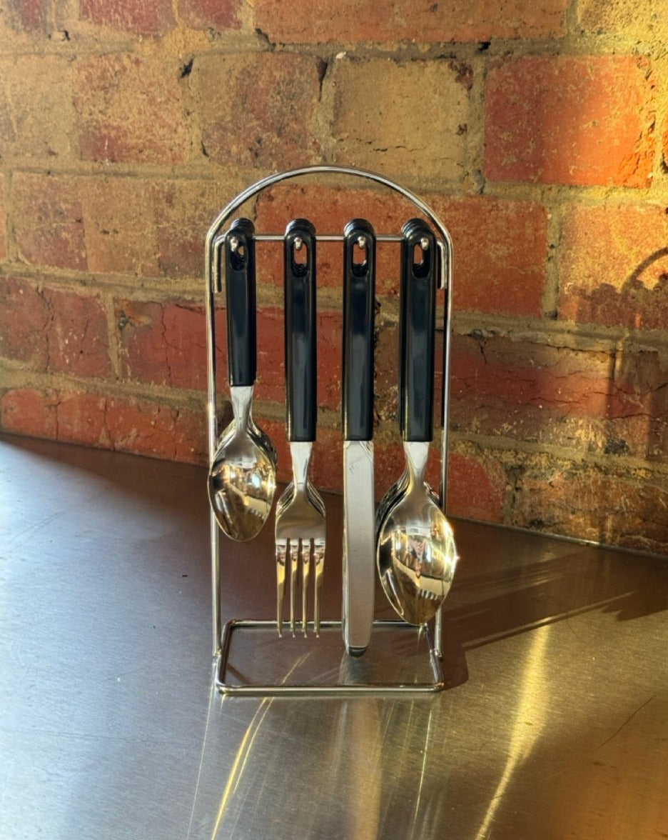Vintage Pronto 24 Piece Cutlery Set & Stand