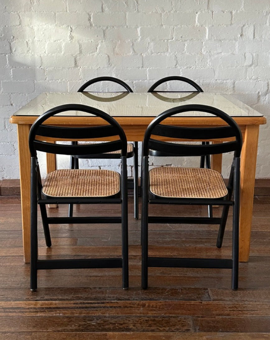 Set of 5 Folding Rattan Chairs