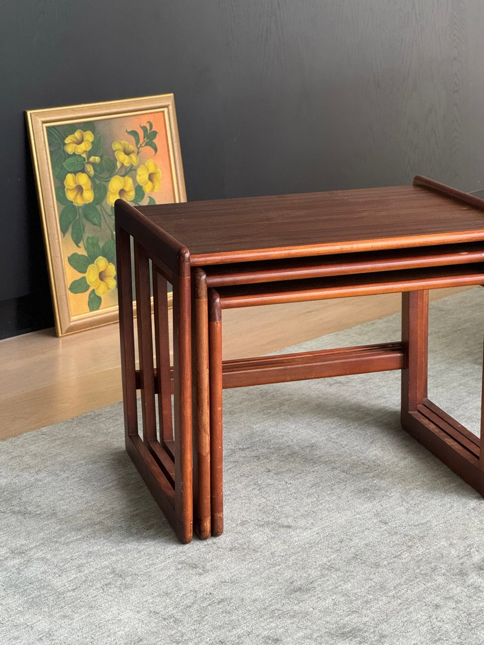 Mid Century Teak Nesting Side Tables