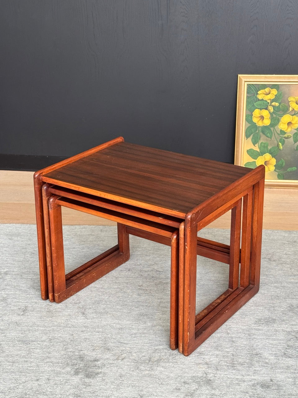 Mid Century Teak Nesting Side Tables