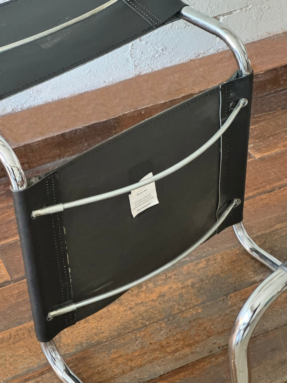 Pair of Black Leather Cantilever Chairs