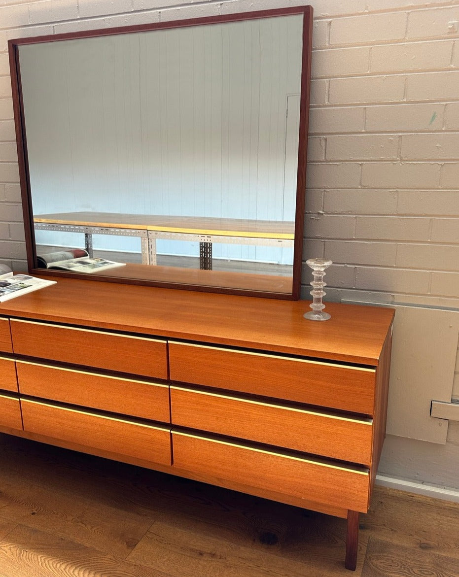 Vintage Teak Dresser with Detachable Mirror