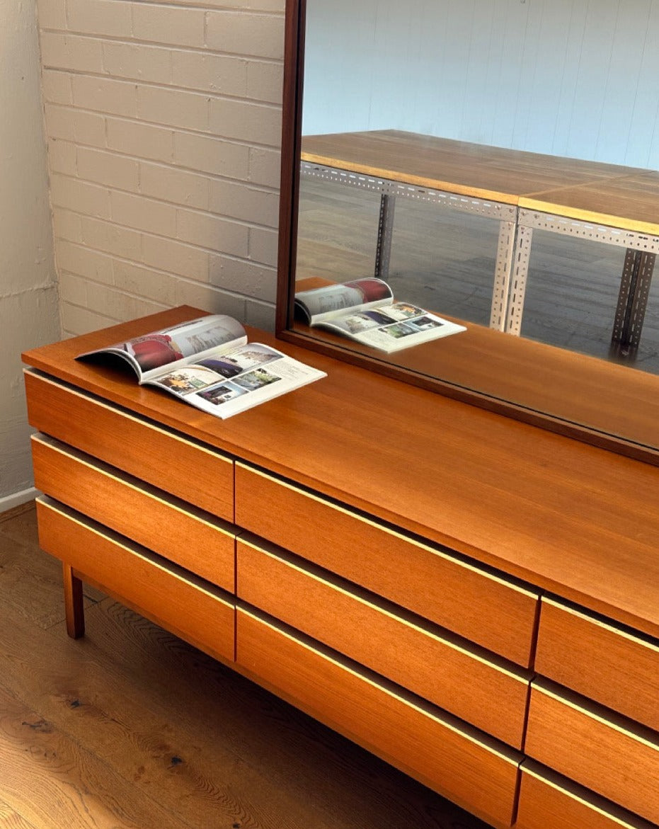 Vintage Teak Dresser with Detachable Mirror