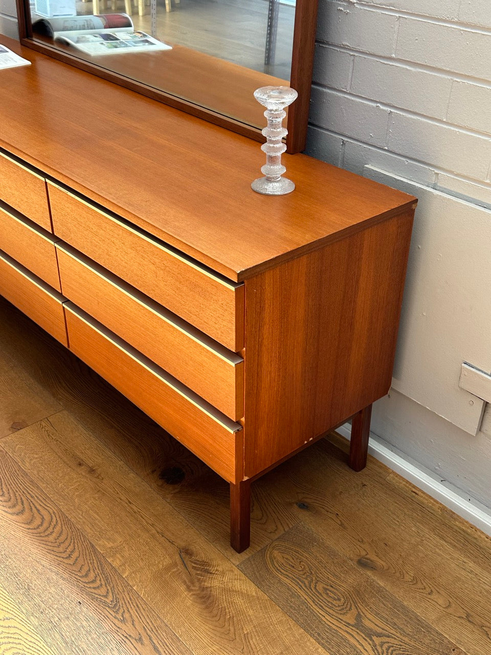 Vintage Teak Dresser with Detachable Mirror