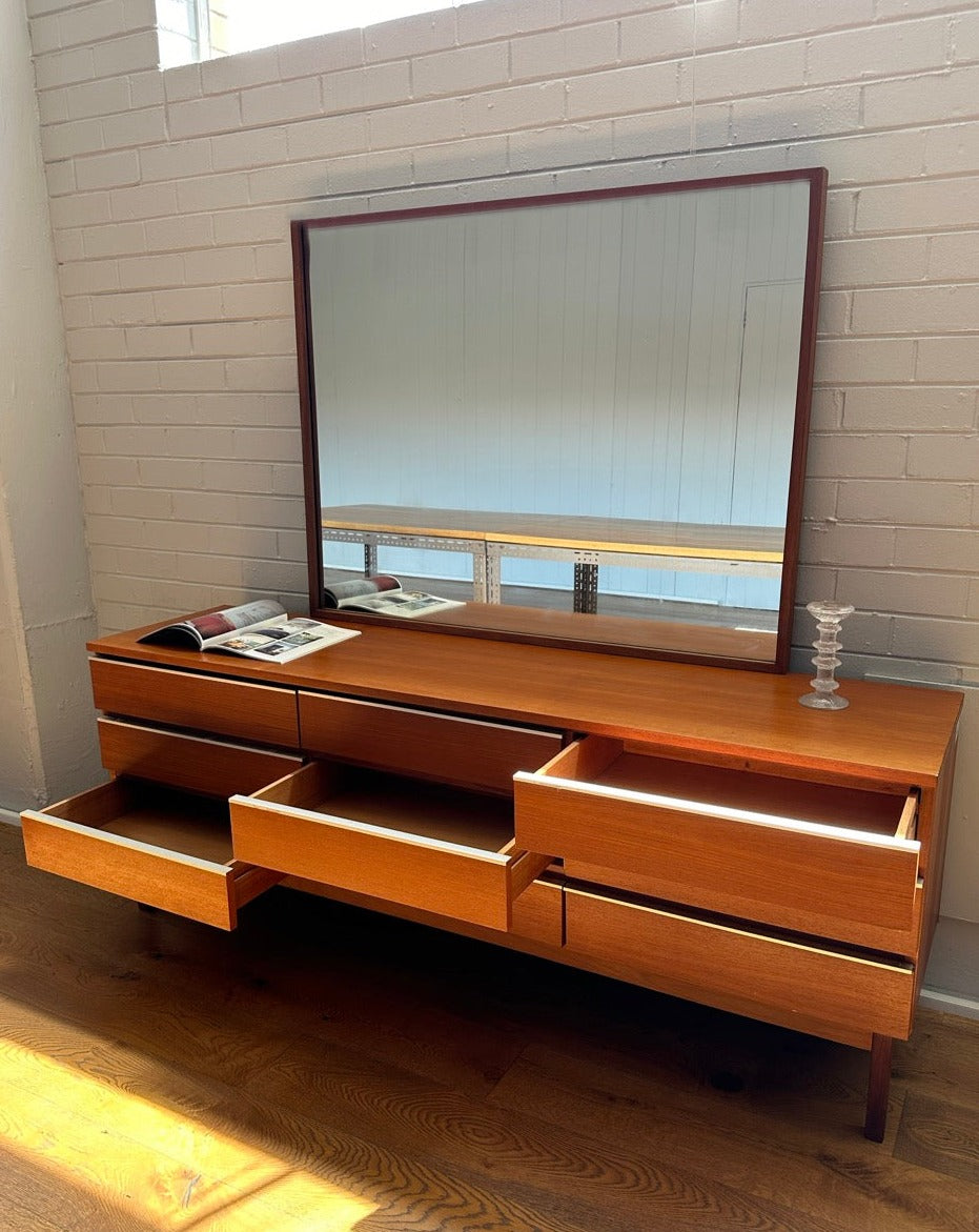 Vintage Teak Dresser with Detachable Mirror