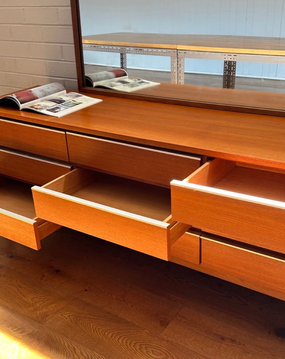 Vintage Teak Dresser with Detachable Mirror