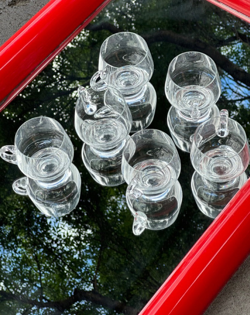 Set of 6 Vintage Glass Mugs