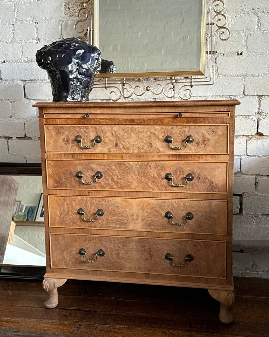 Burl and Walnut Dresser