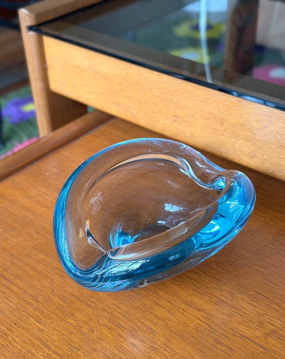 Vintage Blue Art Glass Bowl / Ashtray
