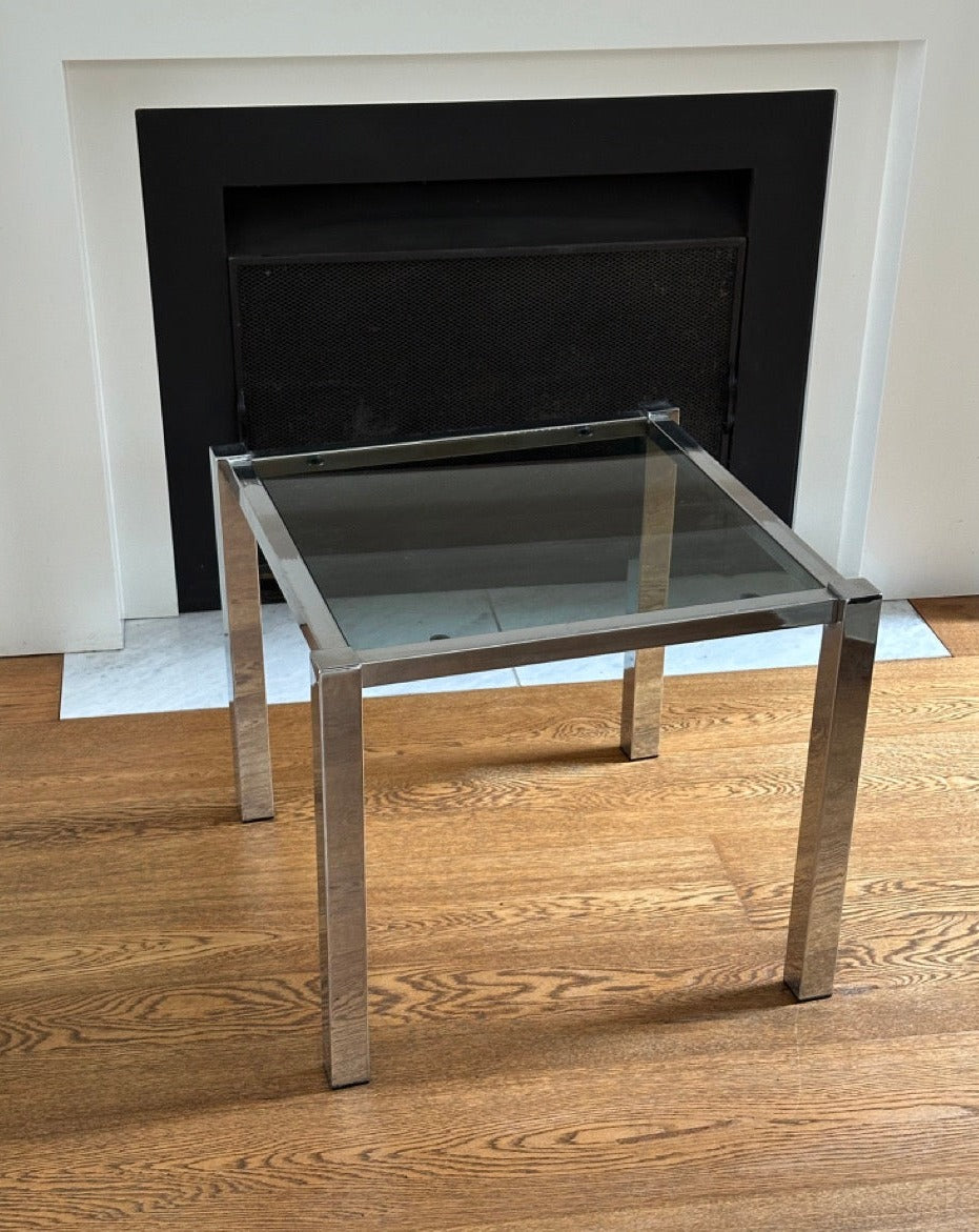 Chrome and Smoked Glass Side Table