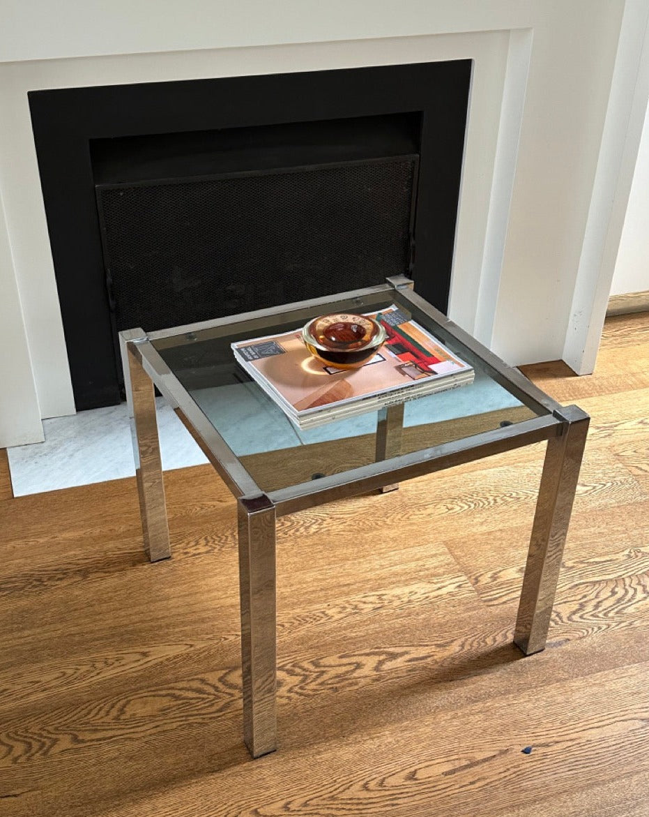Chrome and Smoked Glass Side Table