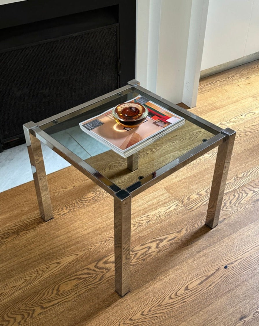 Chrome and Smoked Glass Side Table
