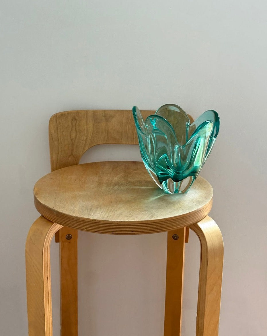 Mid Century Glass Bowl in Blue
