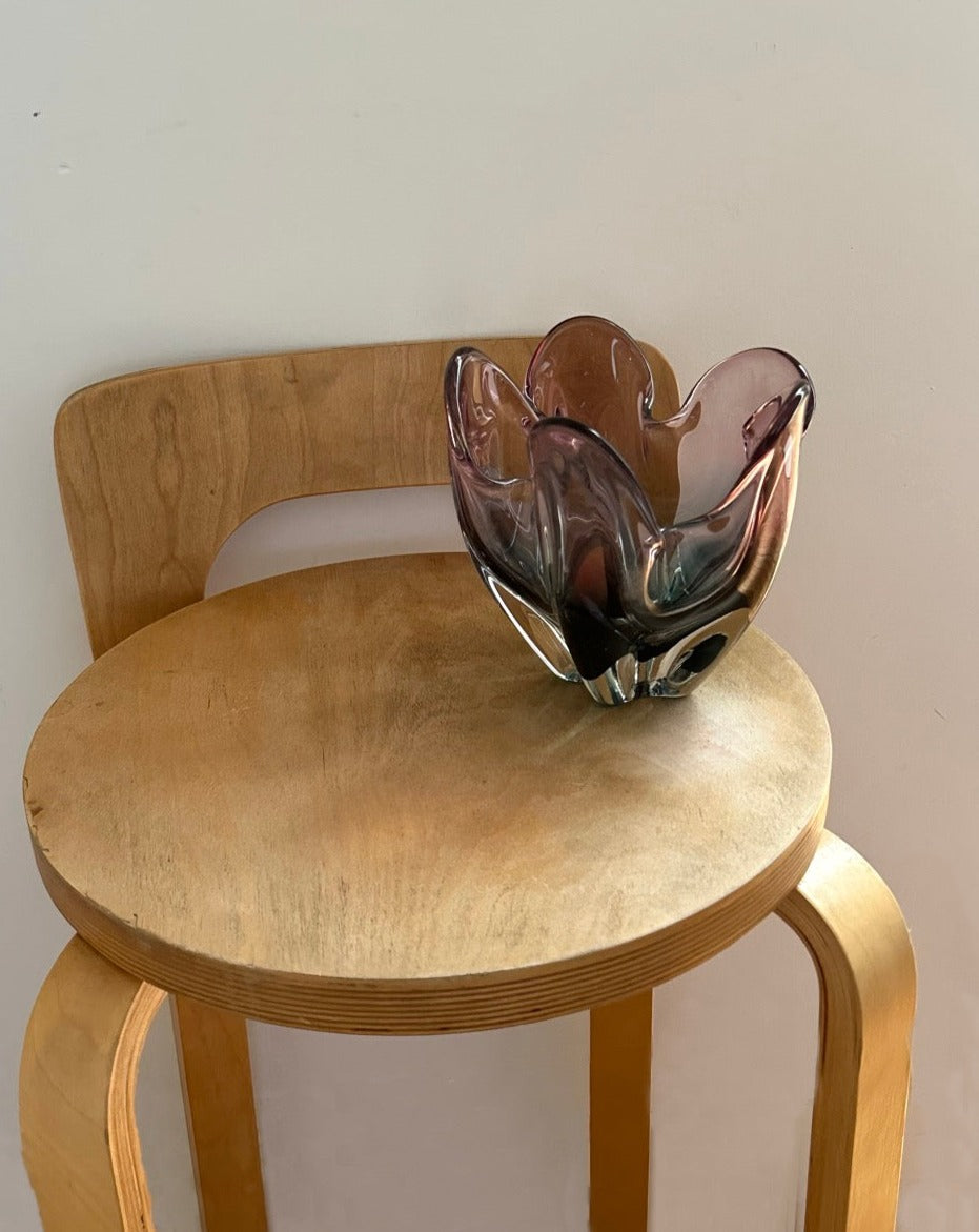 Mid Century Glass Bowl in Purple