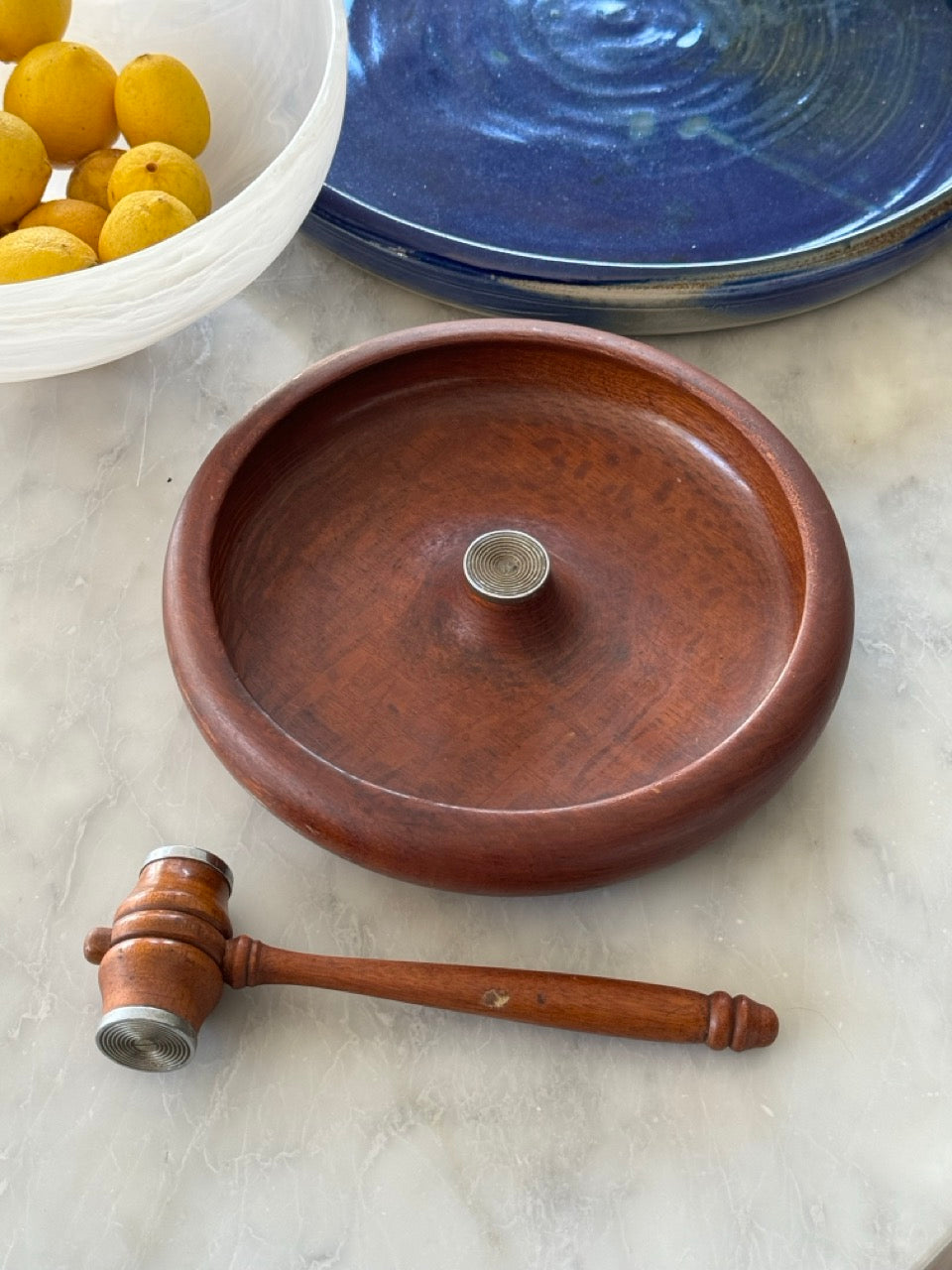Mahogany Nut Cracker Gavel and Bowl