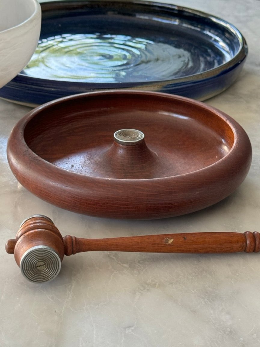 Mahogany Nut Cracker Gavel and Bowl