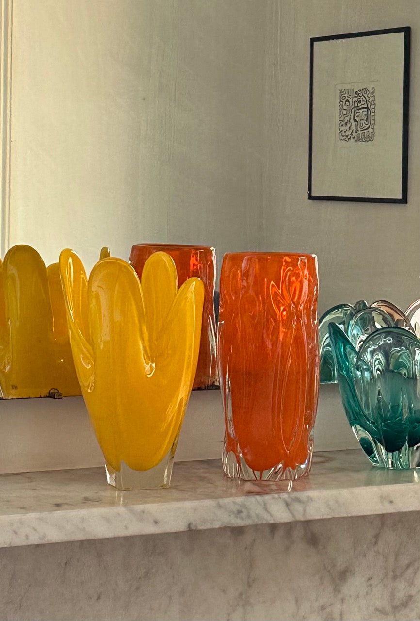 Vintage Yellow Art Glass Vase