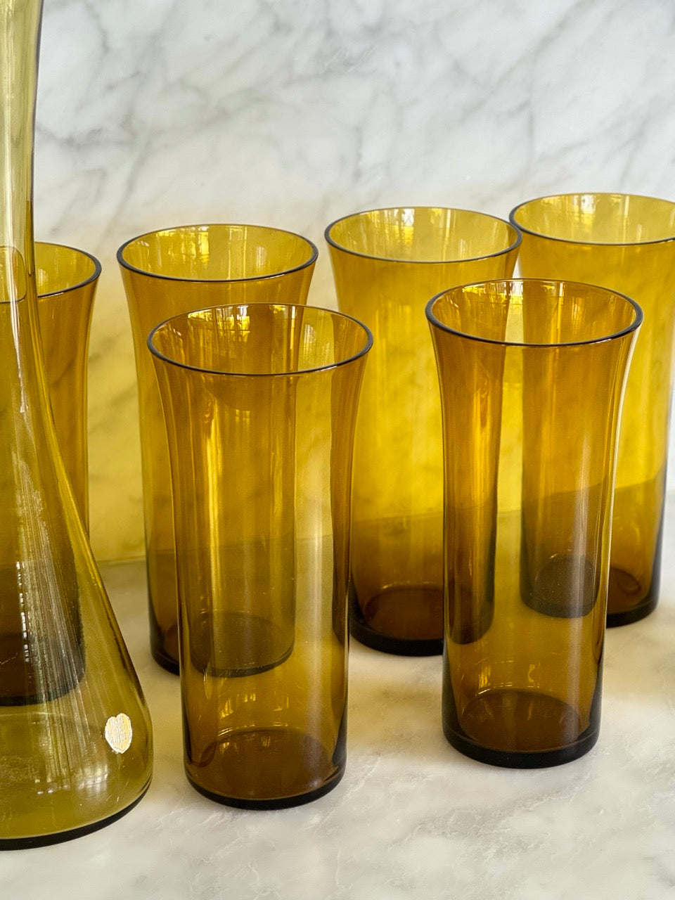 Scandanavian Amber Glassware Set