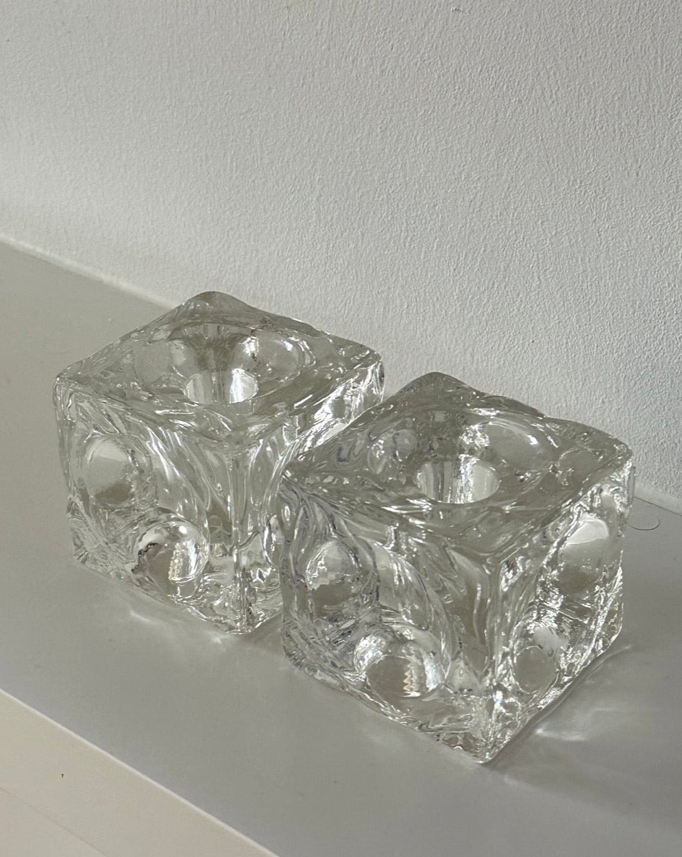Glass Cube Candlesticks, 1970s