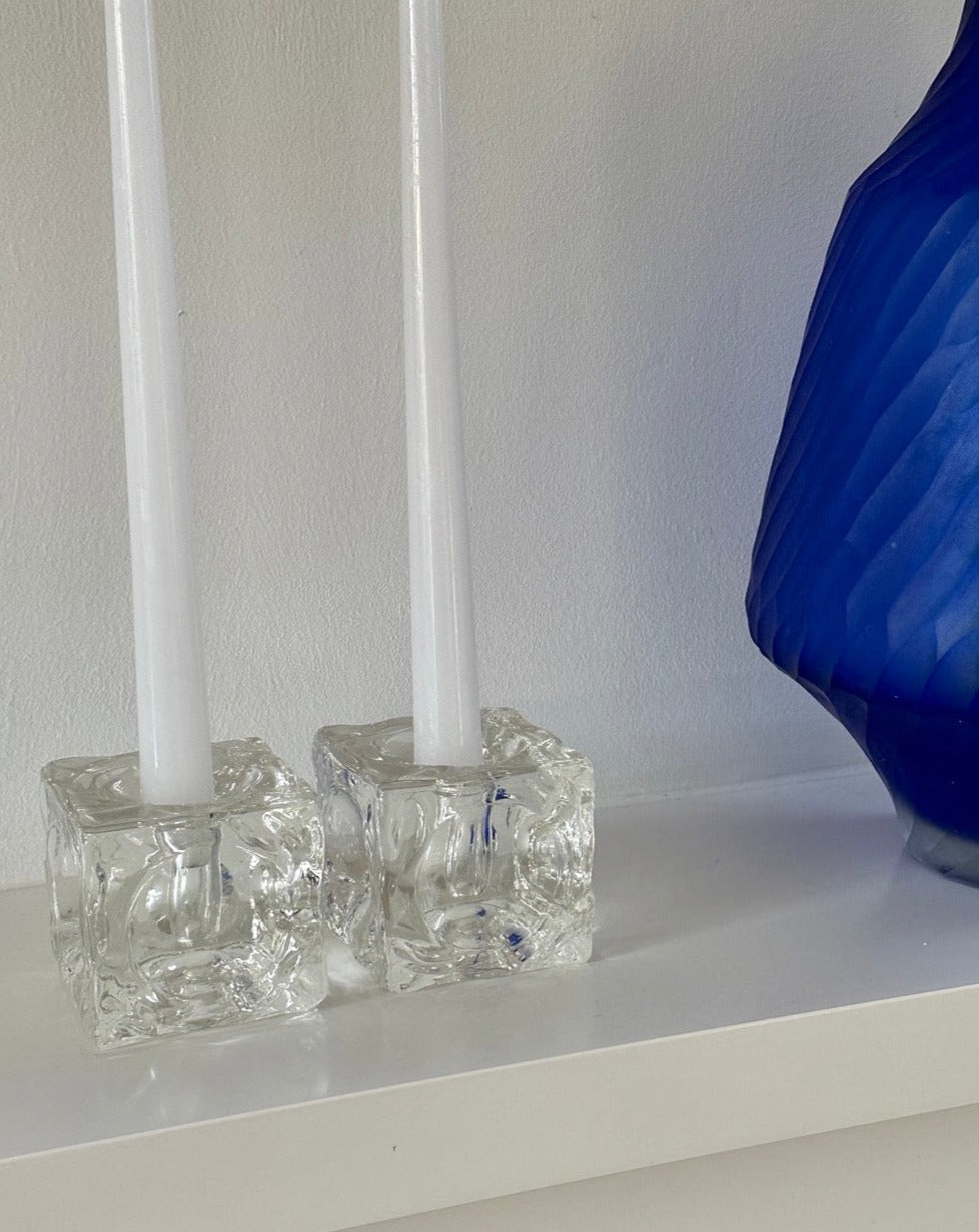Glass Cube Candlesticks, 1970s