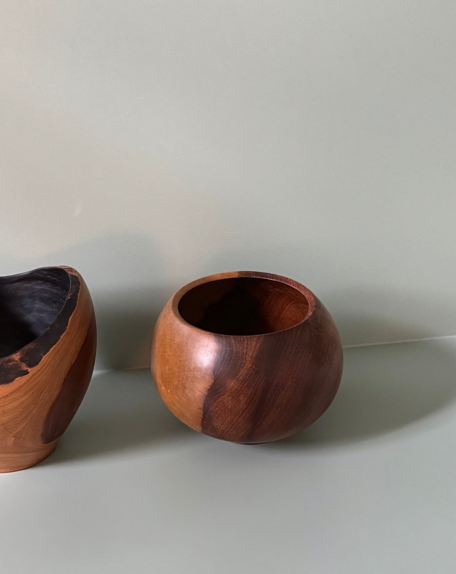 Three Handcrafted Wooden Bowls