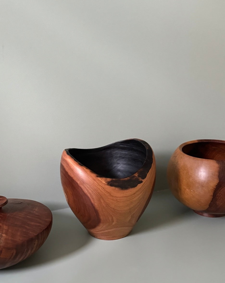 Three Handcrafted Wooden Bowls