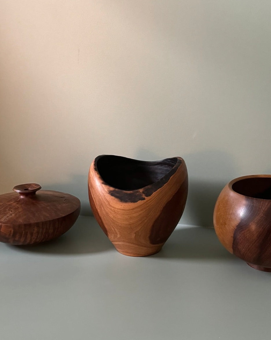 Three Handcrafted Wooden Bowls