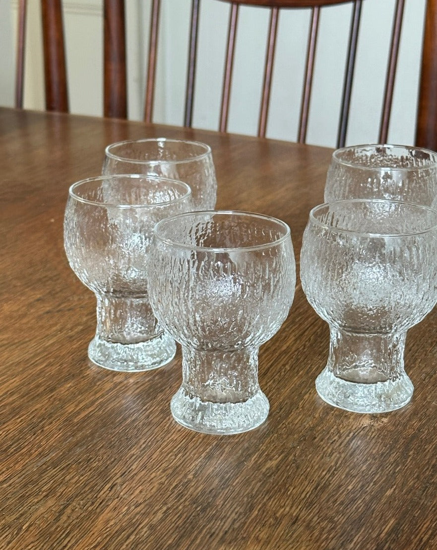 Set of 6 Festive Bark Glass Goblets