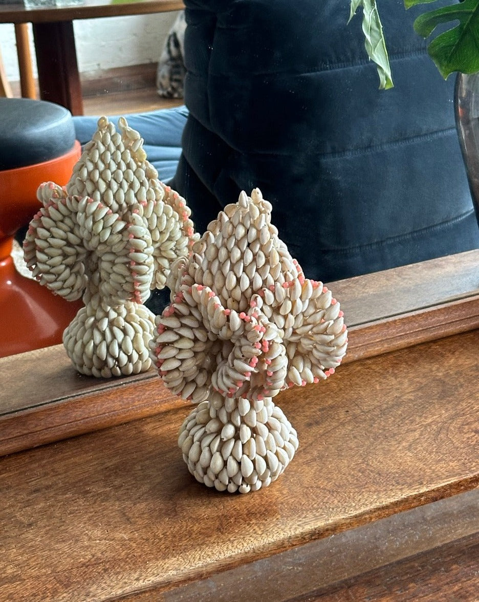 Vintage Cowrie Shell Flower Sculpture