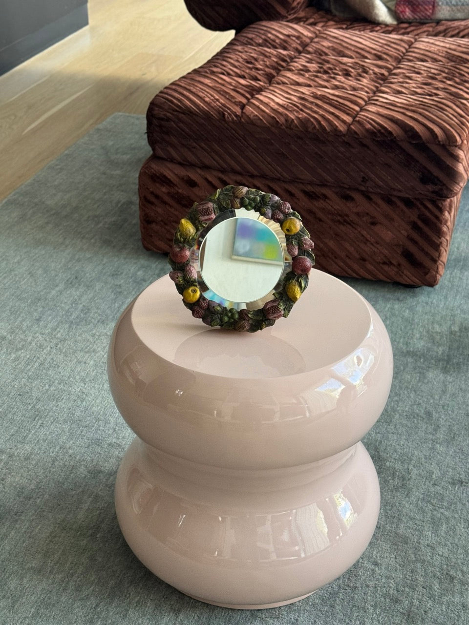 Antique Floral Table Mirror