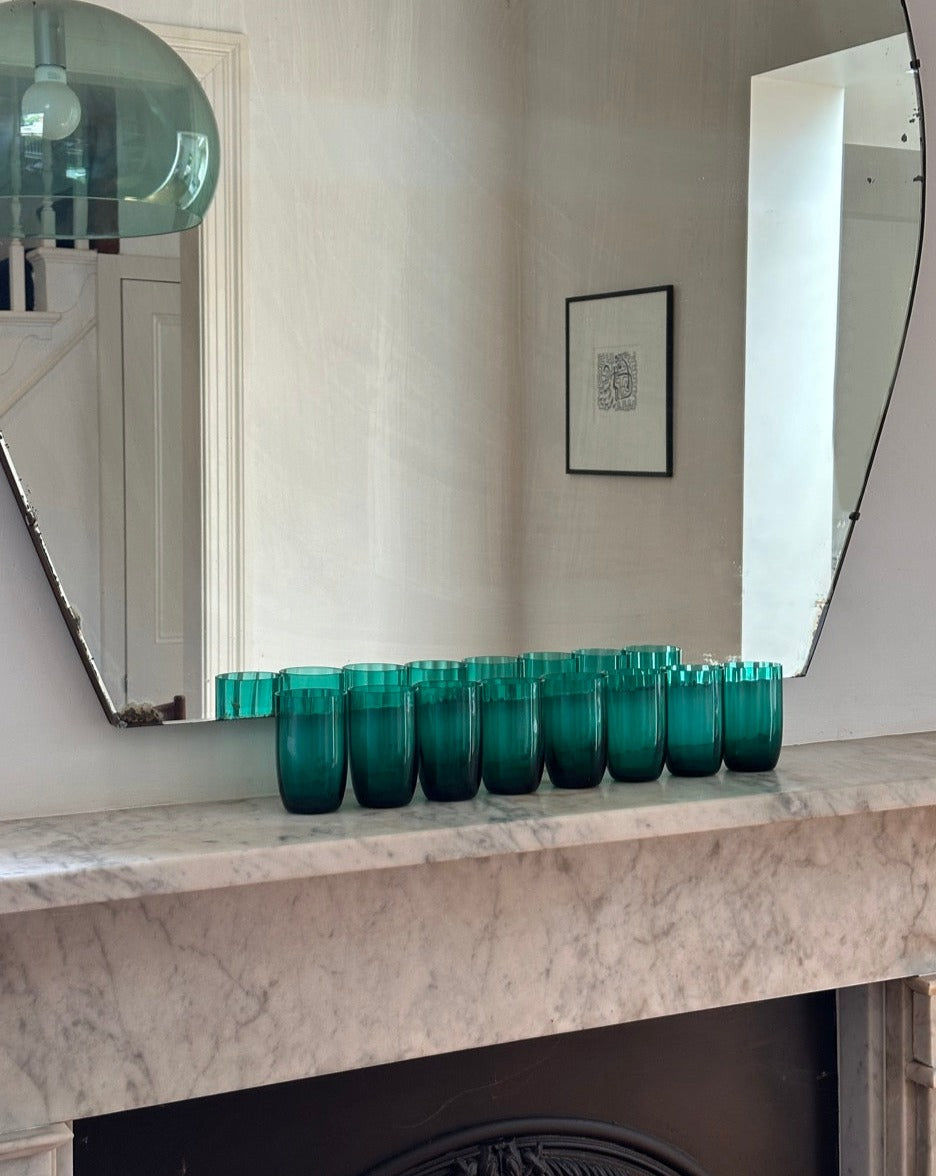 Set of 8 Victorian Green Glass Tumblers