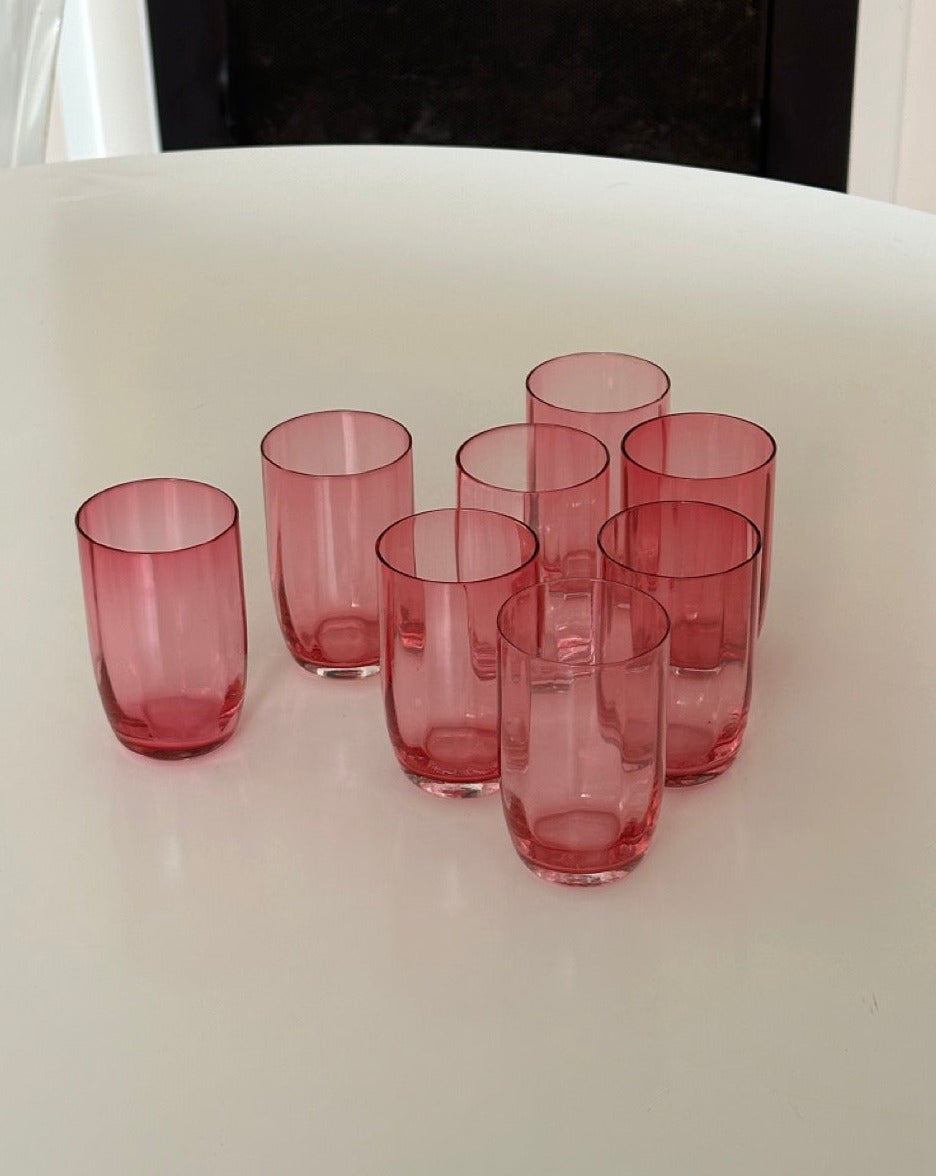 Set of 8 Victorian Ruby Glass Tumblers