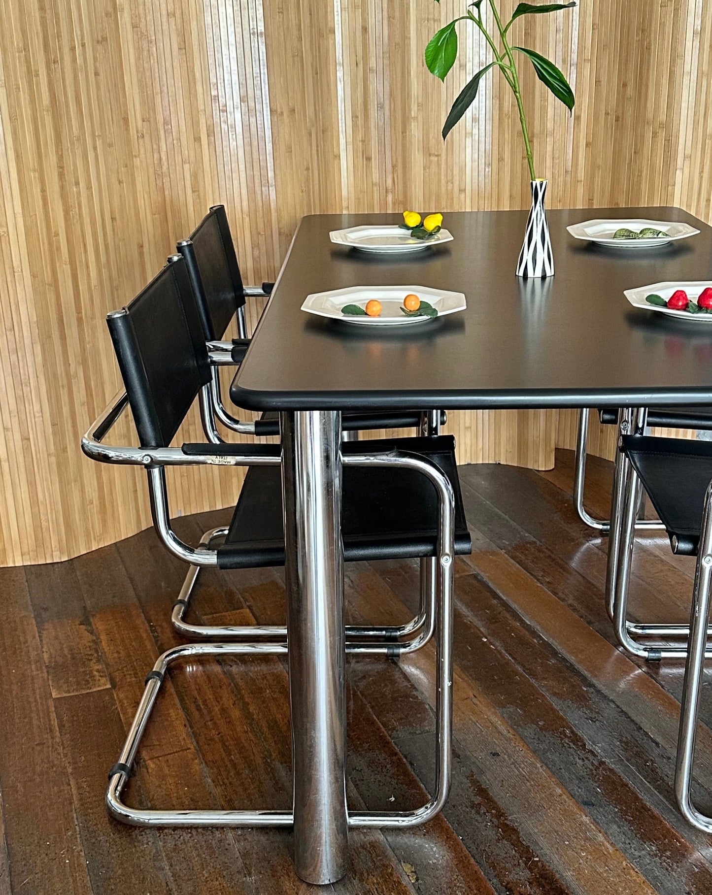 Leather and Chrome Dining Chairs, 1960s